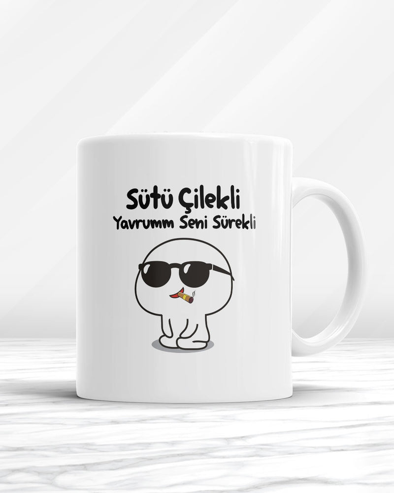 Sütü Çilekli Yavrum Seni Sürekli Kupa Bardak