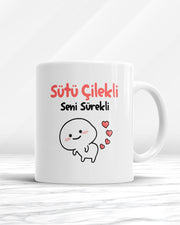 Sütü Çilekli Seni Sürekli Kupa bardak