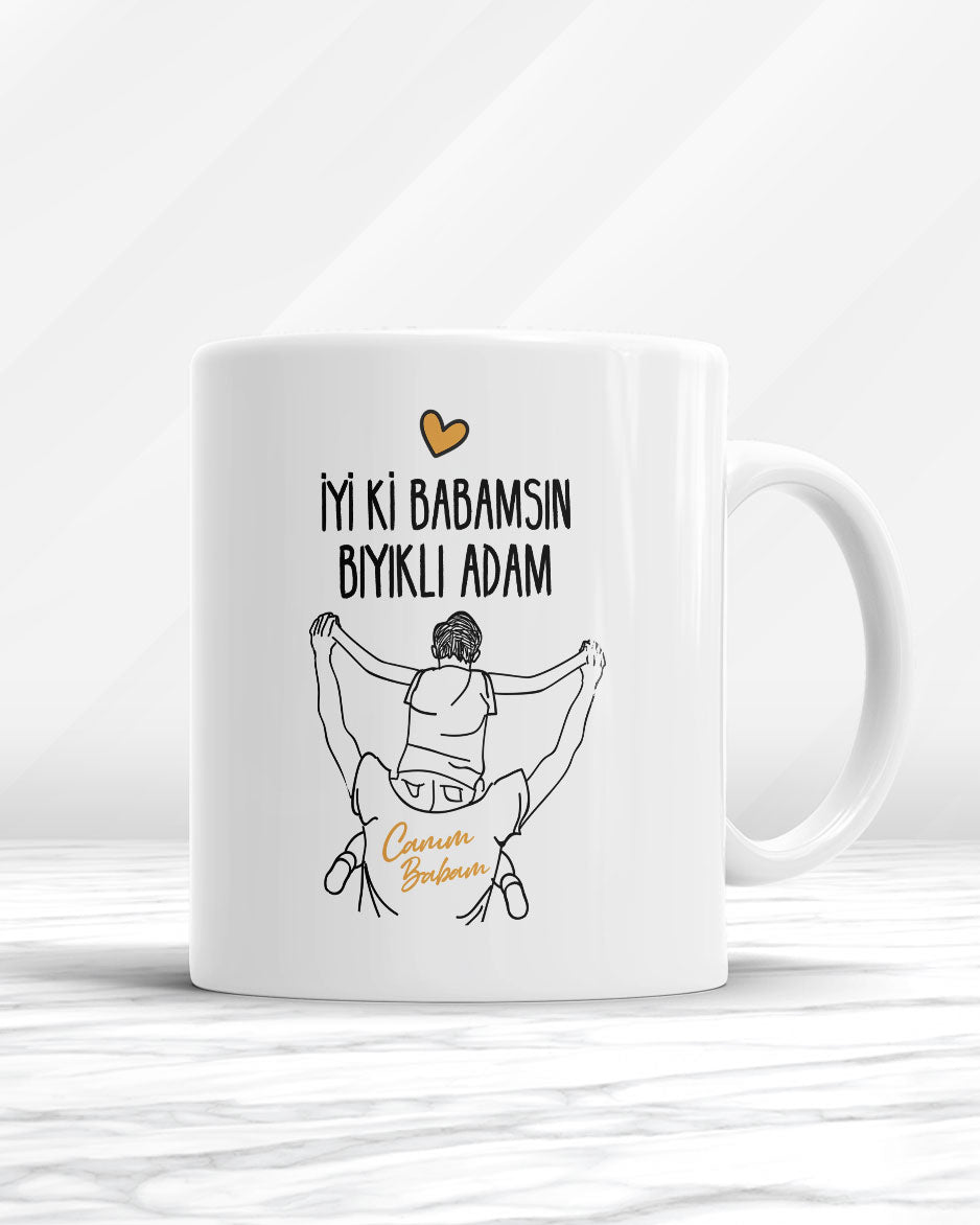 İyi Ki Babamsın Bıyıklı Adam Kupa Bardak